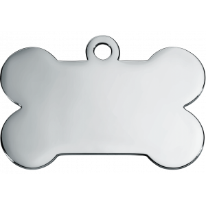 Silver Hund Id-bricka Ben Silverfärgad benformad namnbricka hund i rostfritt stål med spegelblank finish, graverbar på båda sidor.