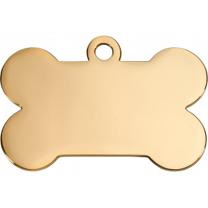 Guld Hund Id-bricka Ben Guldfärgad benformad namnbricka hund i rostfritt stål med blank finish, idealisk för gravyr på båda sidor.