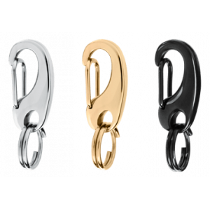 Rostfritt stål snabbklämma Set med tre snabbhakar i rostfritt stål – silver, guld och svart – med 10 mm ring för enkel fastsättning av namnbricka hund.